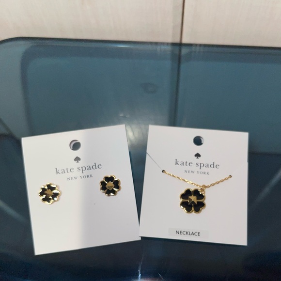 kate spade Jewelry - $118 Kate Spade♠️ Spades & Studs Enamel Earrings Mini Pendant Black Gold Set NWT
